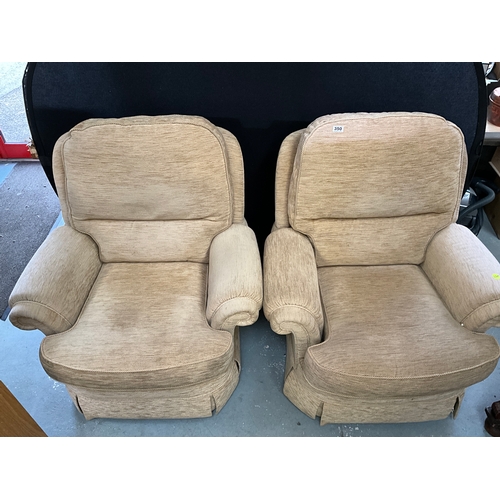 350 - PAIR OF BIEGE FABRIC ARMCHAIRS