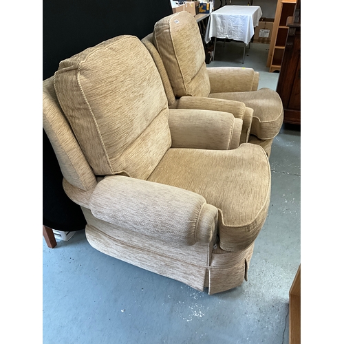 350 - PAIR OF BIEGE FABRIC ARMCHAIRS