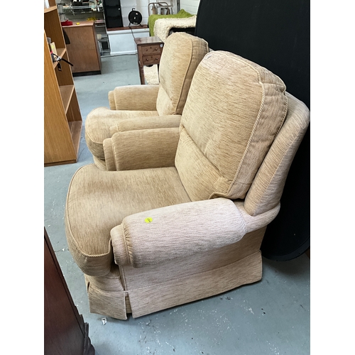 350 - PAIR OF BIEGE FABRIC ARMCHAIRS