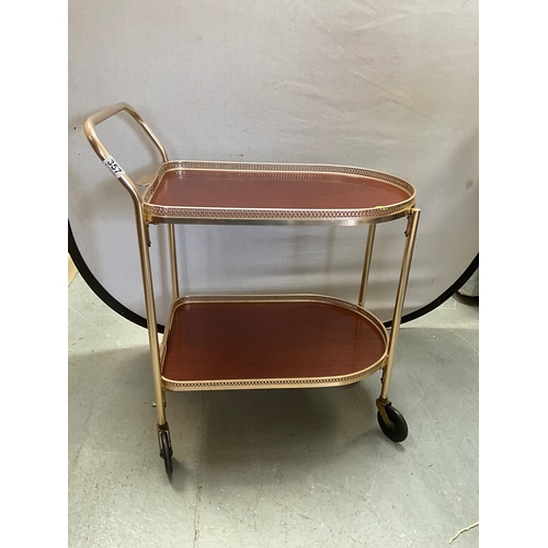 357 - RETRO METAL 2 TIER TEA TROLLEY