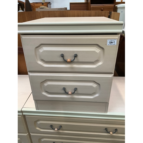 361 - MODERN CREAM 5 DRAWER CHEST H43”W31” D18” 2 MATCHING 3 DRAWER CHESTS H28”W31”D18” AND MATCHING 2 DRA... 