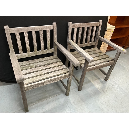 363 - PAIR OF VINTAGE WOODEN GARDEN ARMCHAIRS