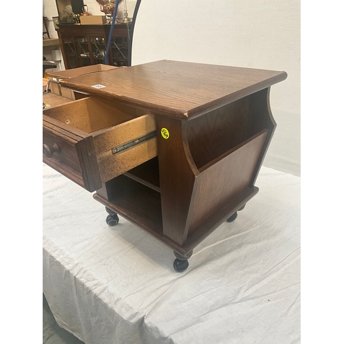 385 - MODERN OAK CABINET WITH DRAWER H21” W20” D18”