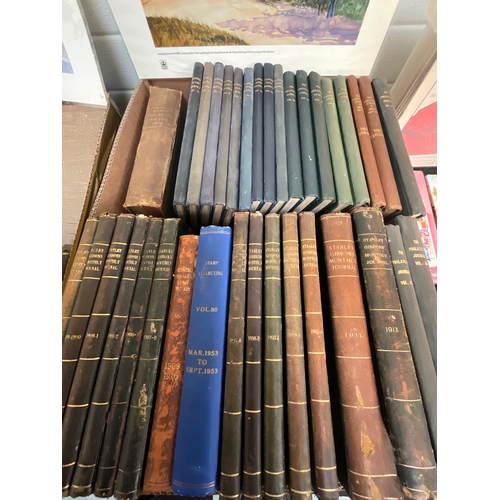 431 - TWO BOXES OF BOOKS AND ANNUALS TO INCLUDE STANLEY GIBBONS MONTHLY JOURNALS RUPERT ANNUALS GILES AND ... 