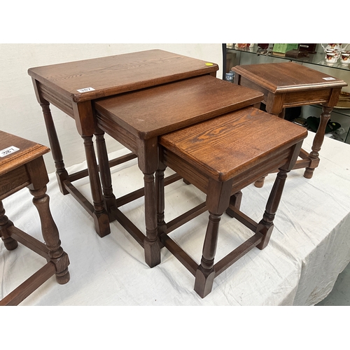 387 - MODERN NEST OF TABLES H19” W20” D13” AND MATCHING PAIR OF LAMP TABLES H16” W11” D13”