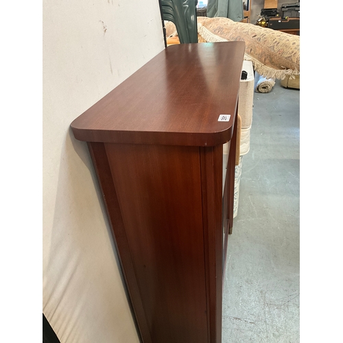 391 - VINTAGE ARCLIGHT MAHOGANY CABINET WITH DROP DOWN DOOR OVER 2 GLASS SLIDING DOORS (NOT BADGED) H53” W... 