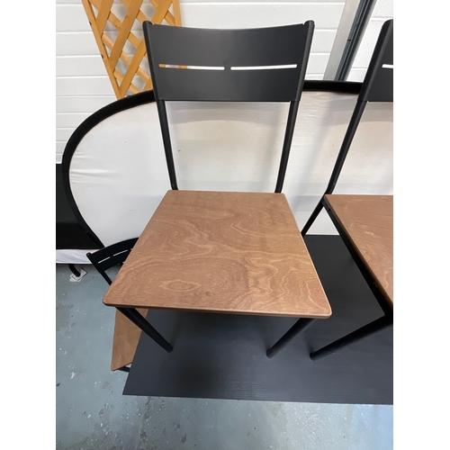 441 - IKEA MODERN BISTRO/CAFE METAL FRAMED TABLE AND FOUR CHAIRS H30”W43”D26”