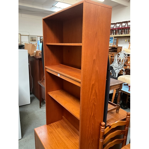 407 - VINTAGE TEAK G PLAN LOUNGE UNIT - TOP WITH OPEN SHELVES - BASE WITH 2 DOORS H78” W32” D18”