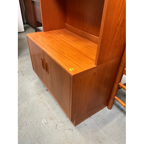 407 - VINTAGE TEAK G PLAN LOUNGE UNIT - TOP WITH OPEN SHELVES - BASE WITH 2 DOORS H78” W32” D18”