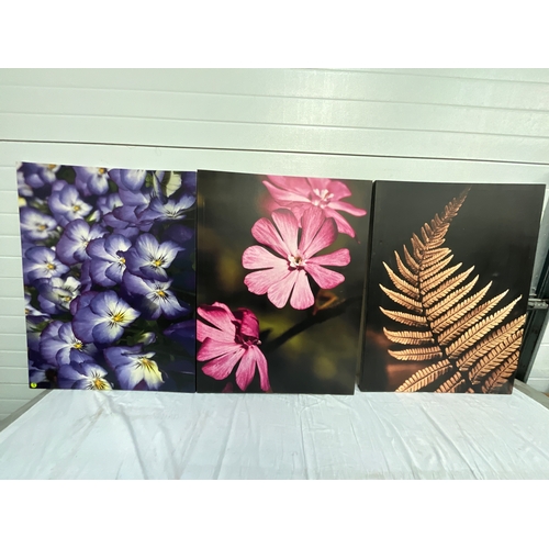 461 - THREE FLORAL CANVAS PRINTS LARGEST 30X40