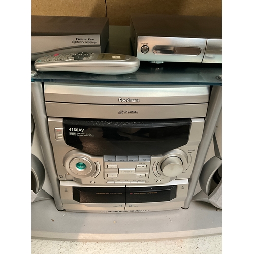 8 - GOODMANS STEREO WITH REMOTE, DVD PLAYER AND STAND