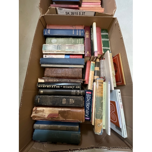 44 - THREE BOXES OF BOOKS TO INCLUDE SAMUEL PEPYS, AE HOUSEMAN ETC