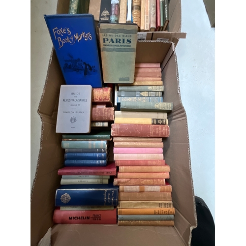 44 - THREE BOXES OF BOOKS TO INCLUDE SAMUEL PEPYS, AE HOUSEMAN ETC