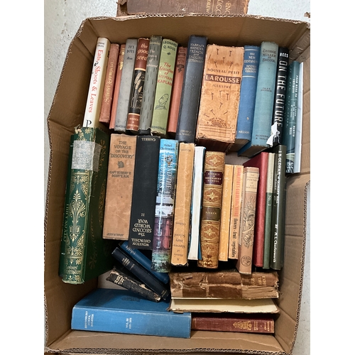 44 - THREE BOXES OF BOOKS TO INCLUDE SAMUEL PEPYS, AE HOUSEMAN ETC