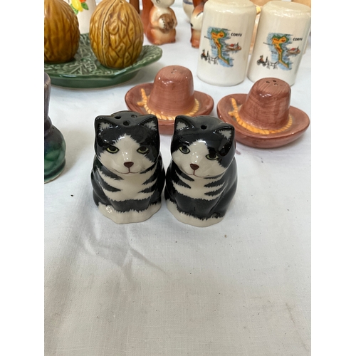 46 - COLLECTION OF VINTAGE NOVELTY SALT AND PEPPER SETS CATS BIRDS ETC