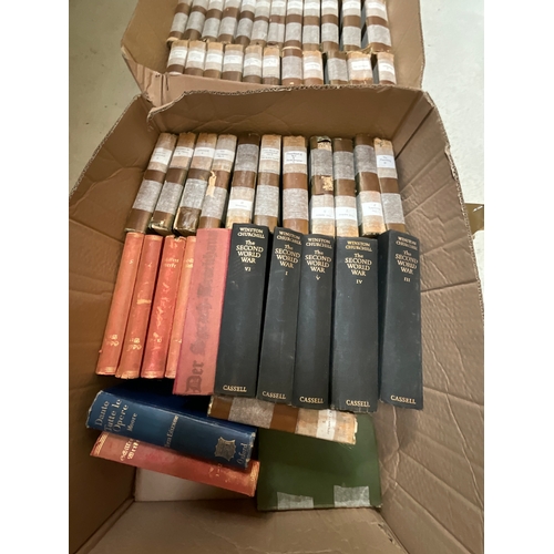 47 - FOUR BOXES OF BOOKS TO INCLUDE WINSTON CHURCHILL, THE SECOND WORLD WAR ,GARDENING, RELIGION ETC