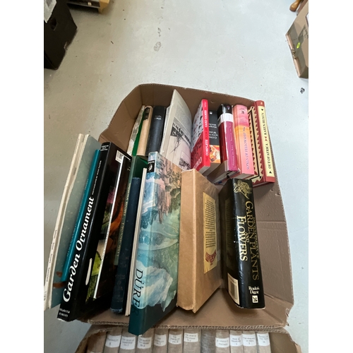 47 - FOUR BOXES OF BOOKS TO INCLUDE WINSTON CHURCHILL, THE SECOND WORLD WAR ,GARDENING, RELIGION ETC