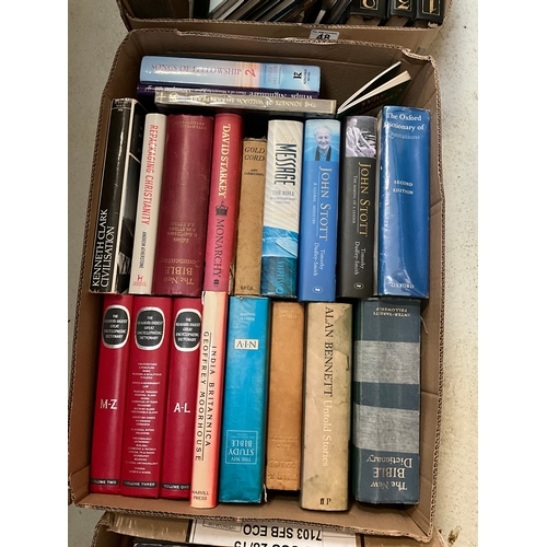 48 - THREE BOXES OF BOOKS TO INCLUDE DICTIONARYS, POETRY ETC