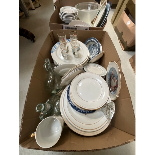 68 - THREE BOXES OF ODDS TO INCLUDE TUREENS ,DINNER PLATES, PART TEASETS ETC