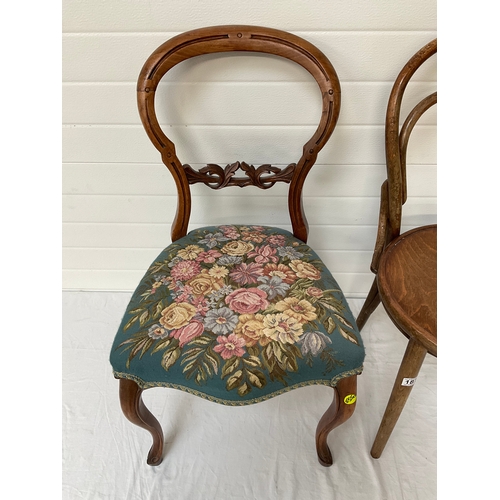 187 - VICTORIAN DINING CHAIR AND BENTWOOD CHAIR