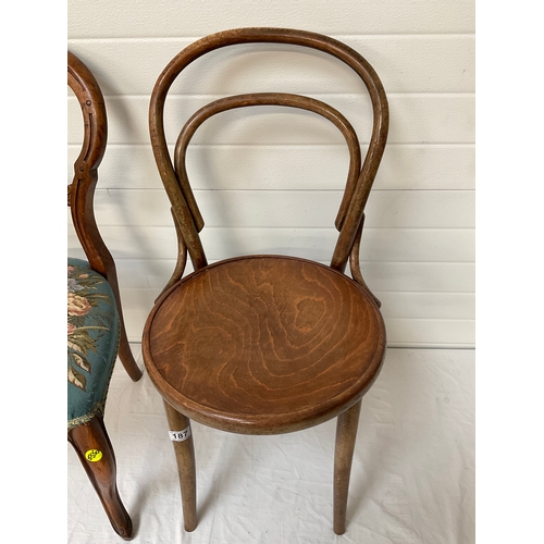 187 - VICTORIAN DINING CHAIR AND BENTWOOD CHAIR