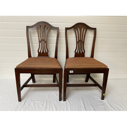 189 - PAIR OF GEORGIAN MAHOGANY DINING CHAIRS WITH UPHOLSTERED SEATS