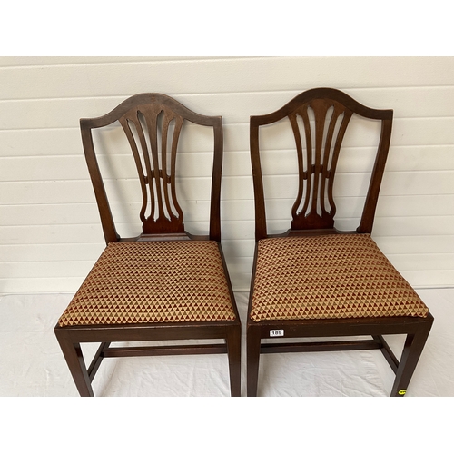 189 - PAIR OF GEORGIAN MAHOGANY DINING CHAIRS WITH UPHOLSTERED SEATS