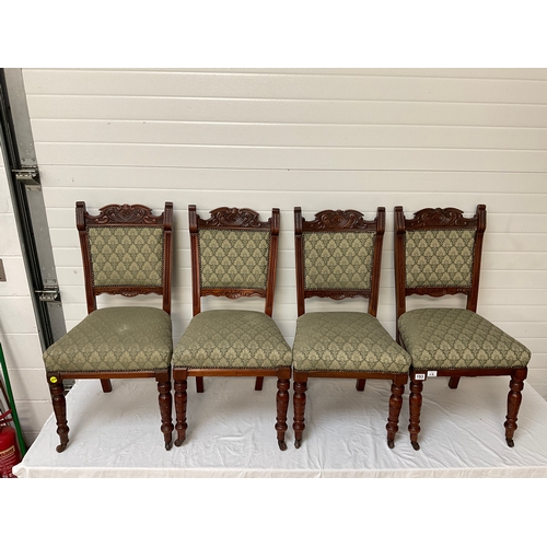 193 - SET OF 4 EDWARDIAN MAHOGANY DINING CHAIRS WITH UPHOLSTERED SEATS AND BACKS