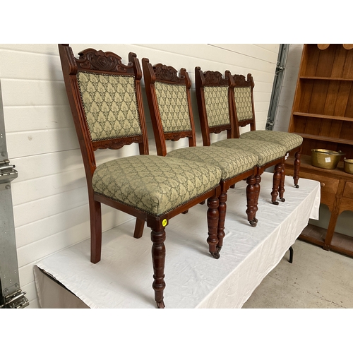 193 - SET OF 4 EDWARDIAN MAHOGANY DINING CHAIRS WITH UPHOLSTERED SEATS AND BACKS