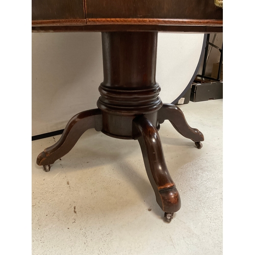 196 - VICTORIAN OAK PEDESTAL DRUM TABLE WITH DRAWER A/F H28”DIA40”