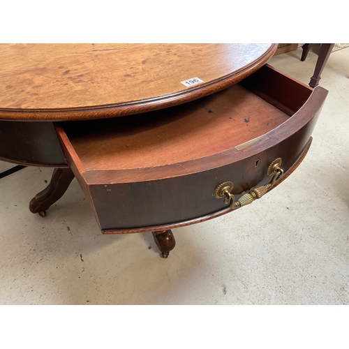 196 - VICTORIAN OAK PEDESTAL DRUM TABLE WITH DRAWER A/F H28”DIA40”