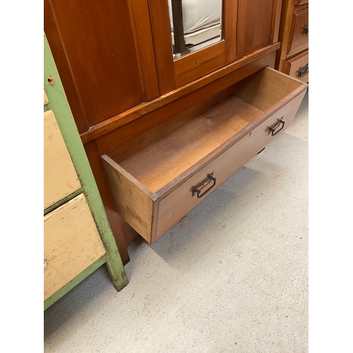 237 - EDWARDIAN SATINWOOD WARDROBE WITH CENTRAL MIRROR DOOR OVER SINGLE DRAWER H78” W40” D16”