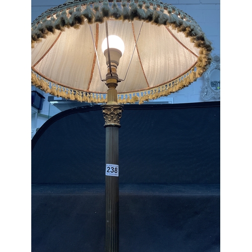 238 - VINTAGE CORINTHIAN COLUMN BRASS AND MARBLE TABLE LAMP H31”