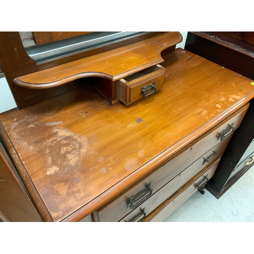 239 - EDWARDIAN SATINWOOD DRESSING TABLE WITH JEWELLERY DRAWER OVER 3 DRAWERS A/F H60” W36” D18”