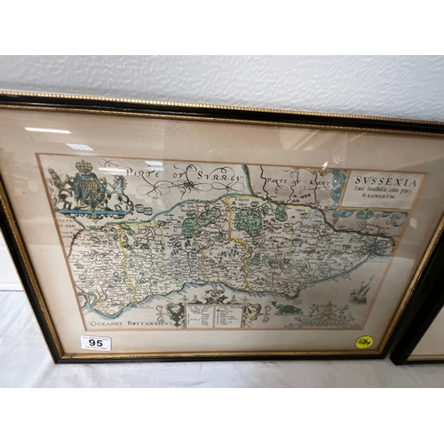 95 - TWO ANTIQUE MAPS MONTGOMERY AND SUSSEX LARGEST 16”X18”