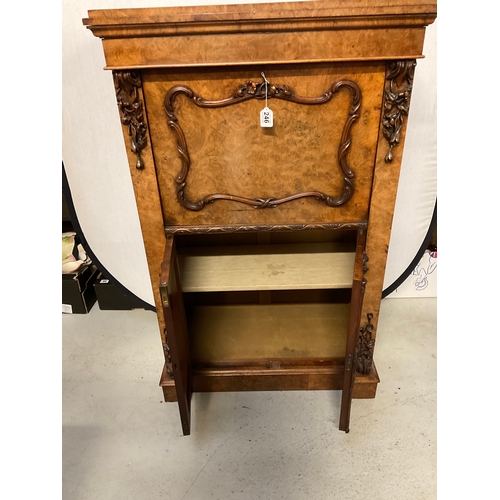 246 - VICTORIAN BURR WALNUT SECRETAIRE WITH FITTED SATINWOOD INTERIOR OF 7 DRAWERS OVER 2 DOORS H51” W32” ... 