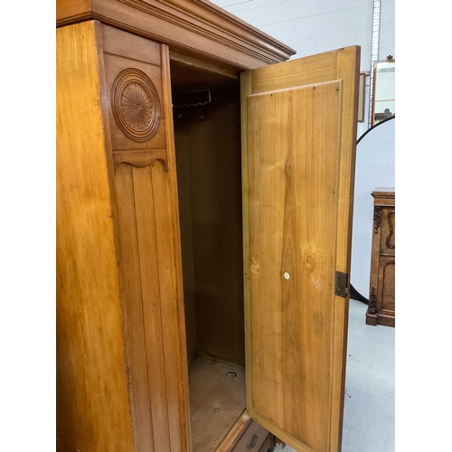 248 - EDWARDIAN ASH MIRROR DOOR WARDROBE WITH DRAWER TO BASE (CORNICE CUT) H84” W47” D23” (BADGED COLLINGE... 