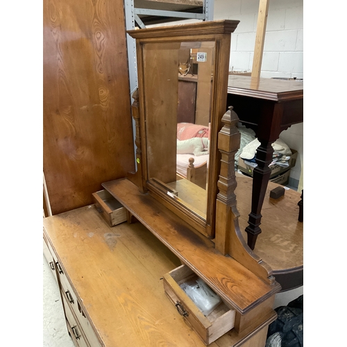 249 - EDWARDIAN ASH DRESSING TABLE WITH 2 JEWELLERY DRAWERS AND 4 DRAWERS TO BASE  H64” W41” D20”