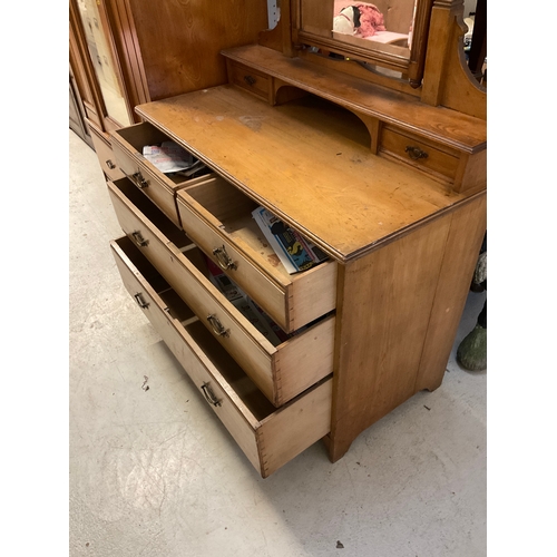 249 - EDWARDIAN ASH DRESSING TABLE WITH 2 JEWELLERY DRAWERS AND 4 DRAWERS TO BASE  H64” W41” D20”