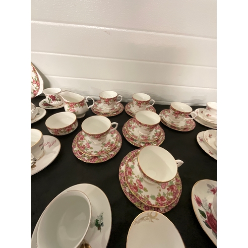 115 - BOX OF ASSORTED CHINA TO INCLUDE PART TEASETS ROYAL SUTHERLAND ETC