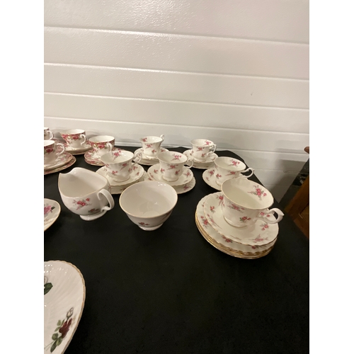 115 - BOX OF ASSORTED CHINA TO INCLUDE PART TEASETS ROYAL SUTHERLAND ETC