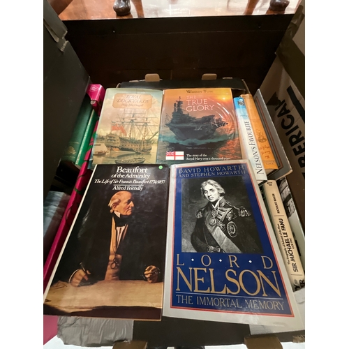 207 - BOX OF BOOKS MILITARY RELATED AND NAVEL LORD NELSON ETC