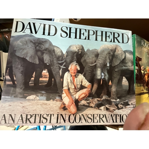 209 - BOX OF BOOKS ART RELATED TO INCLUDE DAVID SHEPHERD ETC