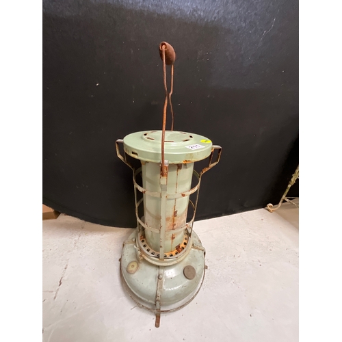 211 - VINTAGE GREEN ENAMELED ALADDIN PARAFFIN HEATER H28”