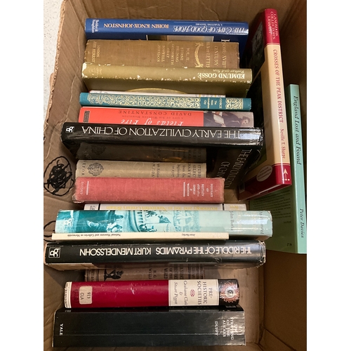 216 - THREE BOXES OF BOOKS MAINLY HISTORY TO INCLUDE THE IST CRUSADE, ROMAN BRITAIN ETC