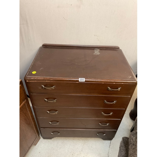 280 - VINTAGE OAK 5 DRAWER CHEST H35” W30” D 19”