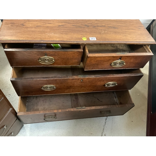 283 - EARLY GEORGIAN OAK 2 OVER 2 BEDROOM CHEST H31” W37” D21”