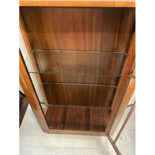 284 - ART DECO WALNUT VENEERED DISPLAY CABINET (BROKEN GLASS TO FRONT) H49” W30” D12”