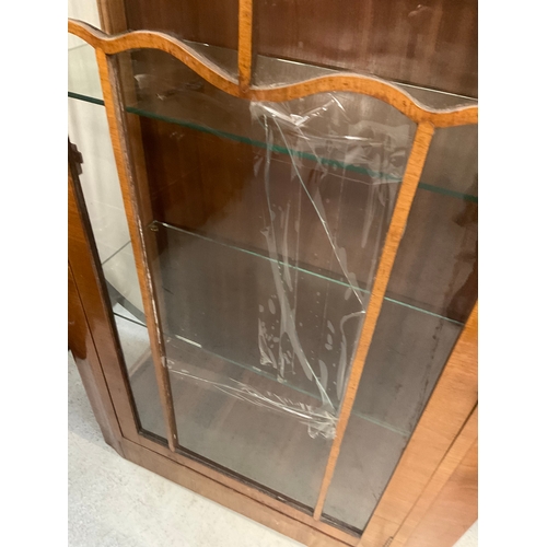 284 - ART DECO WALNUT VENEERED DISPLAY CABINET (BROKEN GLASS TO FRONT) H49” W30” D12”