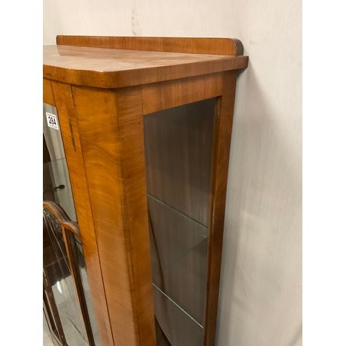 284 - ART DECO WALNUT VENEERED DISPLAY CABINET (BROKEN GLASS TO FRONT) H49” W30” D12”